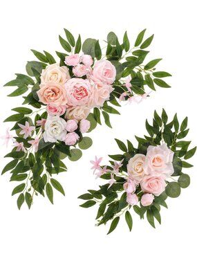 2 Pcs Reusable Floral Swag Greenery Garland for Wedding Arch Decor & Backdrop